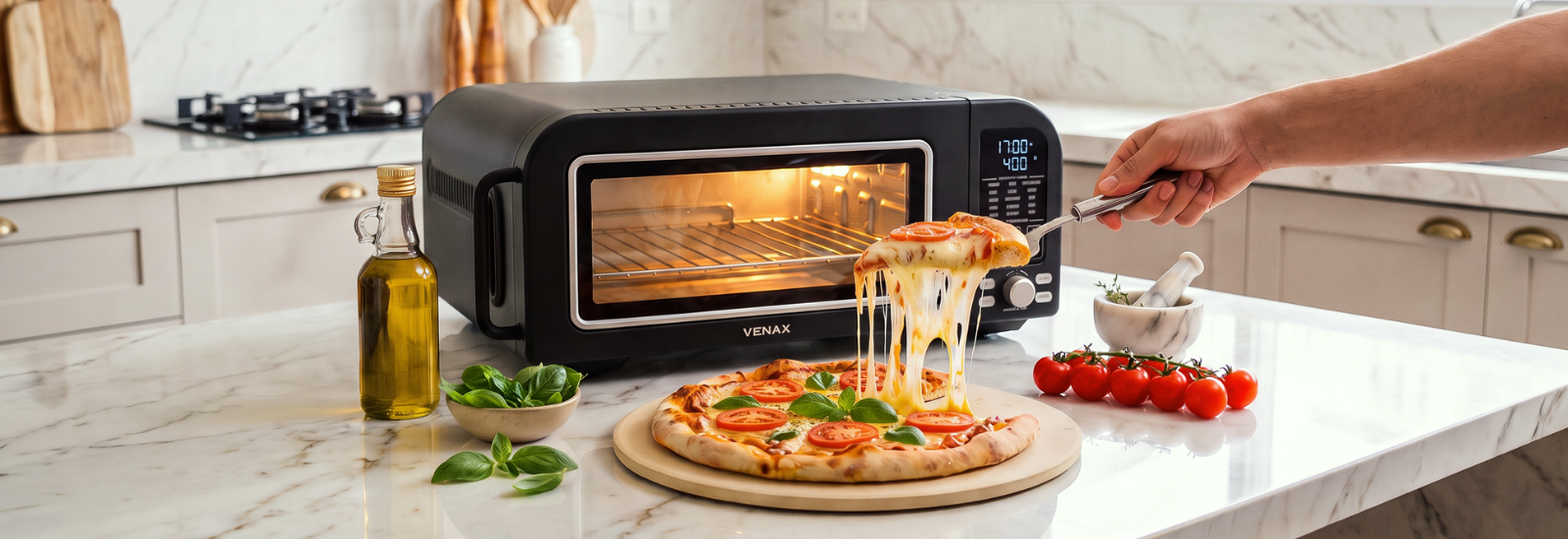 Forno de Pizza Elétrico: Conheça o Novo Venax com Air Fryer e até 400°C.